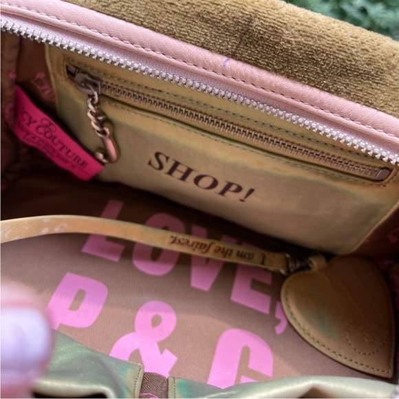 Juicy Pink & Green Velour Bowler Bag - Picture 7 of 10